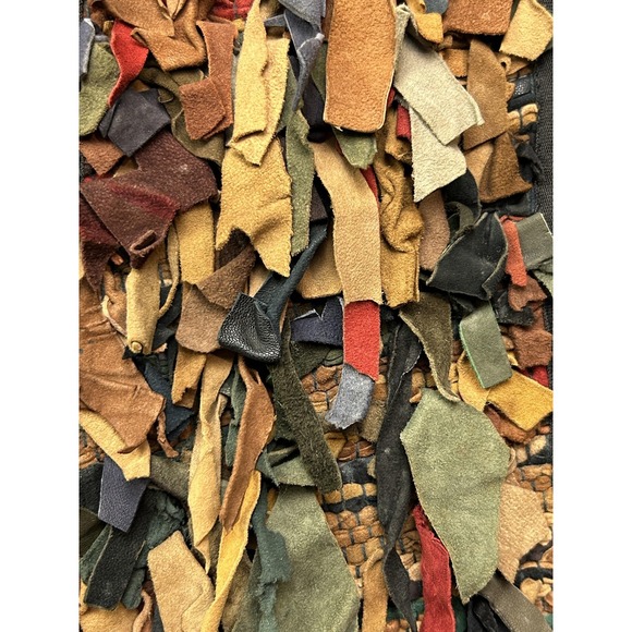 A J Vest Womens Medium Black Multicolor Leather Shag Patchwork Boho India - Picture 6 of 8